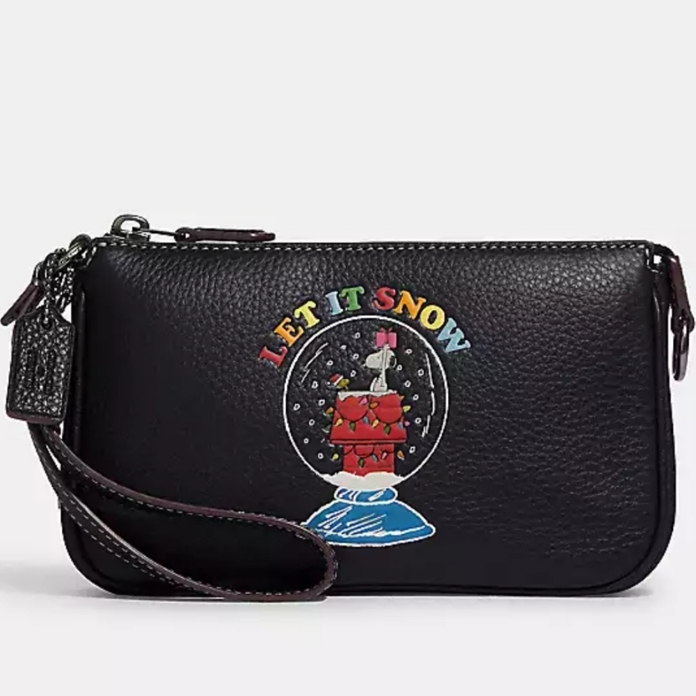 NIB Coach X Peanuts Nolita 19 With Snoopy Let It Snow Motif